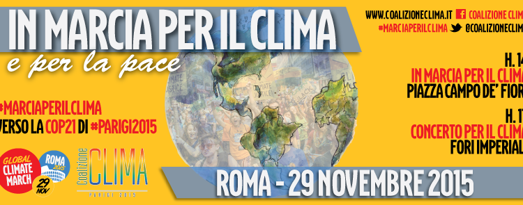 Roma, il 29 novembre 150 associazioni in Marcia per il Clima verso la COP21 di Parigi